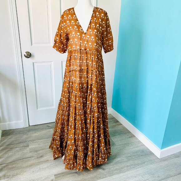 Daughters of India Chaaya Brown Floral Maxi Dress - Picture 3 of 12